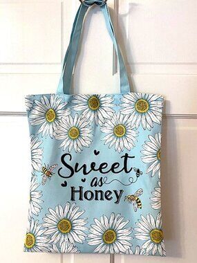 Sweet as Honey Tote Canvas Reusable Shopping Bag Zip Wallet Zip Compartment